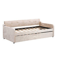 Red Barrel Studio Twin Size Snowflake Velvet Daybed With Trundle And USB Charging Design