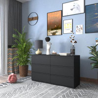 Ebern Designs 6 Drawer Double Dresser for Bedroom Living Room Hallway,Black