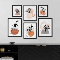 SIGNLEADER Collage Retro Plant Silhouette Watercolor Blots Nature Shapes Modern Art