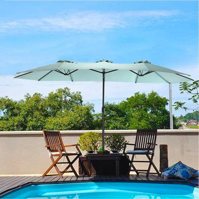 Arlmont & Co. 15 Ft Rectangular Reversible Outdoor Umbrella with Crank Handle in Patio & Garden Furniture