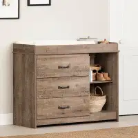 South Shore Tassio Wide Changing Table with Drawers Weathered Oak