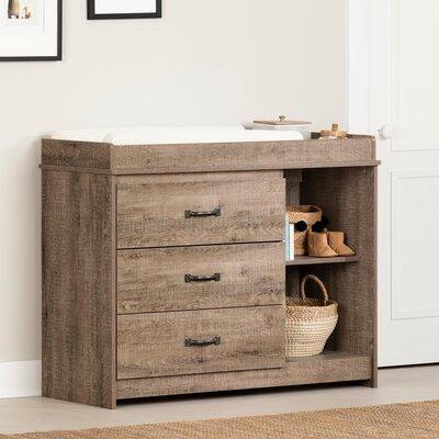 South Shore Tassio Wide Changing Table with Drawers Weathered Oak in Other Tables