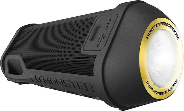 MONSTER FIRECRACKER Outdoor Bluetooth Campsite Speaker with Flashlight  --  big box price $171 -- our price only $49 in Speakers