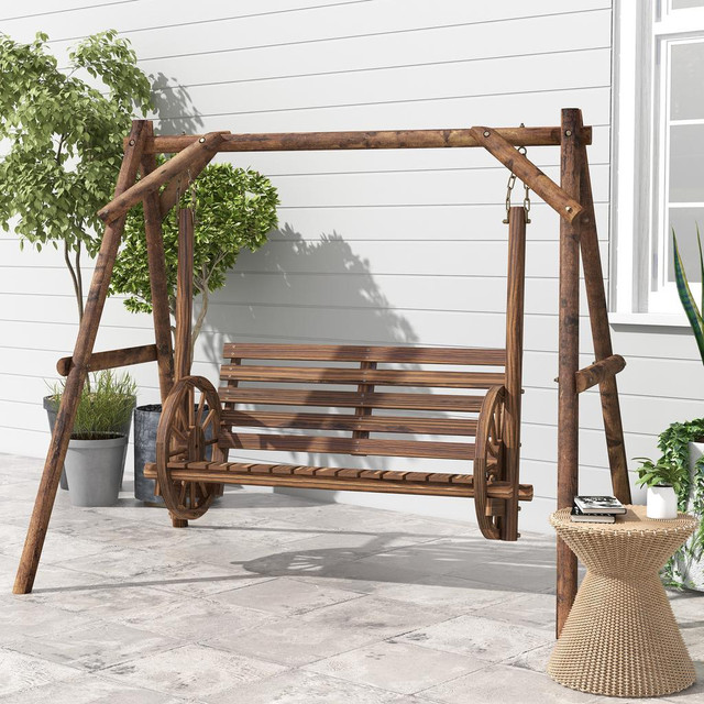 Porch Swing 78.7" W x 53.9" D x 65.7" H Carbonized in Patio & Garden Furniture