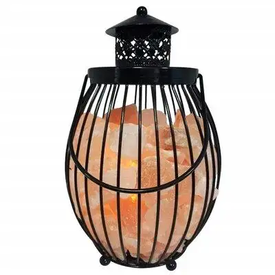 Dakota Fields Himalayan Glow Lantern Style Basket Salt Lamp with Pink Salt Chunks, Dimmer Swit 7-9 LBS