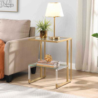 wtressa Side Table,2-Tier Acrylic Glass End Table