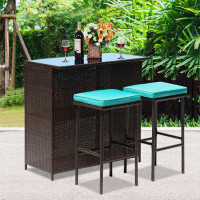 Latitude Run® Jaleasa Bar Set with Matal Frame and Wicker Outer Material