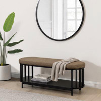 Latitude Run® Scandi Upholstered-Top Storage Bench With Lower Shelf
