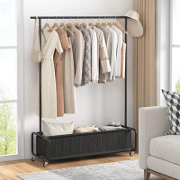Rebrilliant Clothes Rack With Large Storage Bag, Clothes Organizer Stand On Wheels, 2-In-1 Freestanding Garment Rack,  C