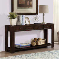 Red Barrel Studio 63" Pine Wood Console Table With 4 Drawers And 1 Bottom Shelf For Entryway Hallway Easy Assembly 63 In