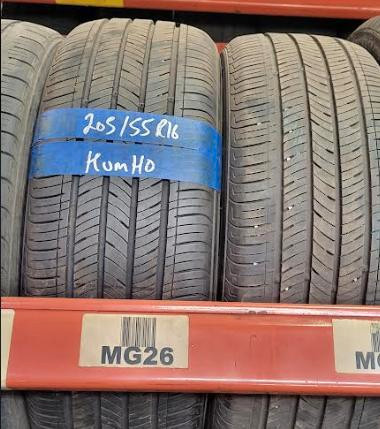 USED PAIR OF ALL SEASON KUMHO 205/55R16 95% TREAD WITH INSTALL. in Tires & Rims in City of Toronto