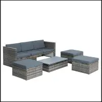 Ebern Designs Patio Furniture, Outdoor Furniture, Seasonal PE Wicker Furniture,5 Set Wicker Furniture