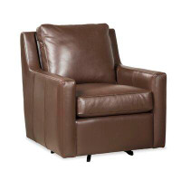 Latitude Run® Laeloni 32" Wide Top Grain Leather Swivel Armchair
