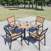 Hokku Designs Round_4_Nordic Style Plastic Wood Table And Chair x 28.35 x 27.56 x 27.56