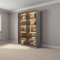 Hillock Home Sliding Door Bookcase Display Case With Glass Door Bookcase_5_2