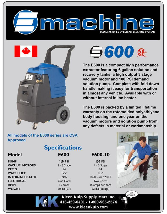 Professional Portable Hot Water Extractors - New and Used Carpet Steam Cleaners in Other Business & Industrial in Ontario - Image 2