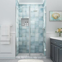 Aston Belmore XL 49.25 - 50.25 in. W x 80 in. H Frameless Hinged Shower Door with Clear StarCast Glass