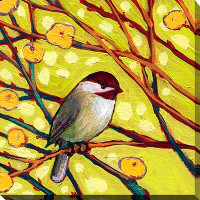 Made in Canada - Picture Perfect International "Bird V" by Jennifer Lommers Painting Print on Wrapped Canvas