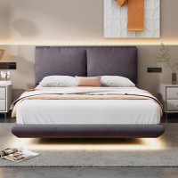 Ivy Bronx Upholstered Platform Bed With Sensor Light And 2 Large Backrests