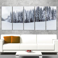 Made in Canada - Design Art Black and White Snow-Capped Hills 5 Piece Wall Art on Wrapped Canvas Set