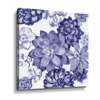 Dakota Fields Very Peri Purple Blue Succulent Plants Garden Wall Watercolor IX Gallery Wrapped