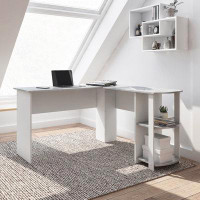 HomeViewto Modern L-Shaped Desk With Side Shelves