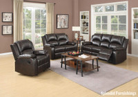 March Madness!! Stylish Brown Leather Gel 2 Pc Recliner Sofa set