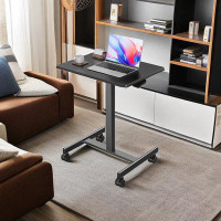 Inbox Zero Mobile Standing Desk With Lockable Wheels And Adjustable Height