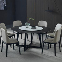 VERONA Home Simple Turntable Solid Wood Round Rock Dining Table Sets.
