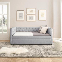 Red Barrel Studio Upholstered Tufted Daybed With Trundle