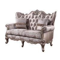 Rosdorf Park Flovilla Beige and Champagne Loveseat with 2 Pillow