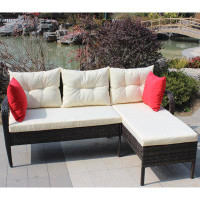 Winston Porter 2 Piece Conversation Set Wicker Ratten Sectional Sofa With Seat Cushions