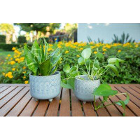 Ebern Designs Escarlett 2 - Piece Ceramic Pot Planter Set