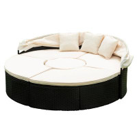 Latitude Run® Outdoor Patio Round Daybed with Retractable Canopy