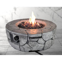 Ikkle 9" H x 28" W Concrete Electric Outdoor Fire Pit Table
