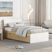 Red Barrel Studio Modern Bed Frame With Trundle For White High Gloss Headboard And Footboard