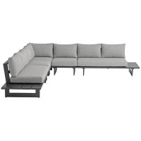 Meridian Furniture USA 129.5" Wide Outdoor Wedge Patio Sectional with Cushions