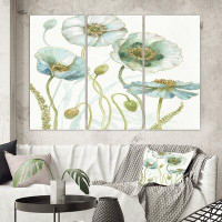 Made in Canada - East Urban Home 'Blue Cottage Flowers Drawing I' Painting Multi-Piece Image on Wrapped Canvas