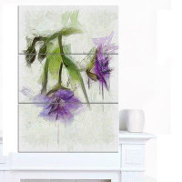 Design Art 'Bunch of Blue Flowers Watercolor' 3 Piece Painting Print on Wrapped Canvas Set