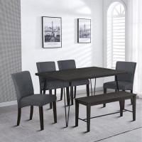 Red Barrel Studio Modern Design Dining Table Set with 4 Upholstered Chairs and A Bench for Indoor Use