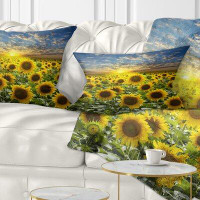 East Urban Home Flower Field of Blooming Sunflowers Lumbar Pillow