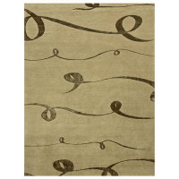 Bokara Rug Co., Inc. Rectangle Abstract Hand-Knotted Silk/Wool Area Rug in Ecru/Brown