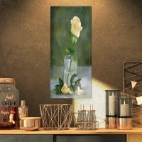 Made in Canada - Design Art Floral 'Rose Flower in Glass Watercolor' Painting Print on Metal
