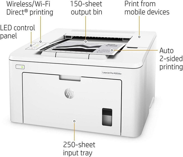 HP LaserJet Pro M203dw Wireless Monochrome Laser Printer FOR SALE!!! in Printers, Scanners & Fax - Image 3