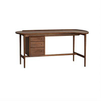 Recon Furniture Lysin 62.99" Brown Rectangular Solid Wood Desk,3-drawer