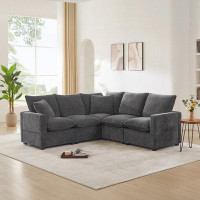 Latitude Run® 84*84" Modern L Shape Modular Sofa, 5 Seat Chenille Sectional Couch Set