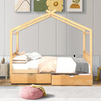 Harper Orchard Modern Design Wooden Full Size Platform Bed with Two Drawers for Bedroom