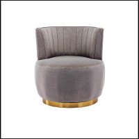 Mercer41 360 Degree Swivel Cuddle Barrel Accent Sofa Chairs, Round Armchairs With Wide Upholstered, Fluffy Velvet Fabric