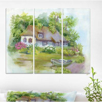 Made in Canada - East Urban Home 'Rural House in Green Summer Day' Watercolor Painting Print Multi-Piece Image on Wrappe