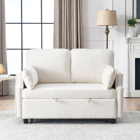 House of Hampton 50" Velvet Convertible Sleeper Sofa With Side Storage Pockets (Gray)